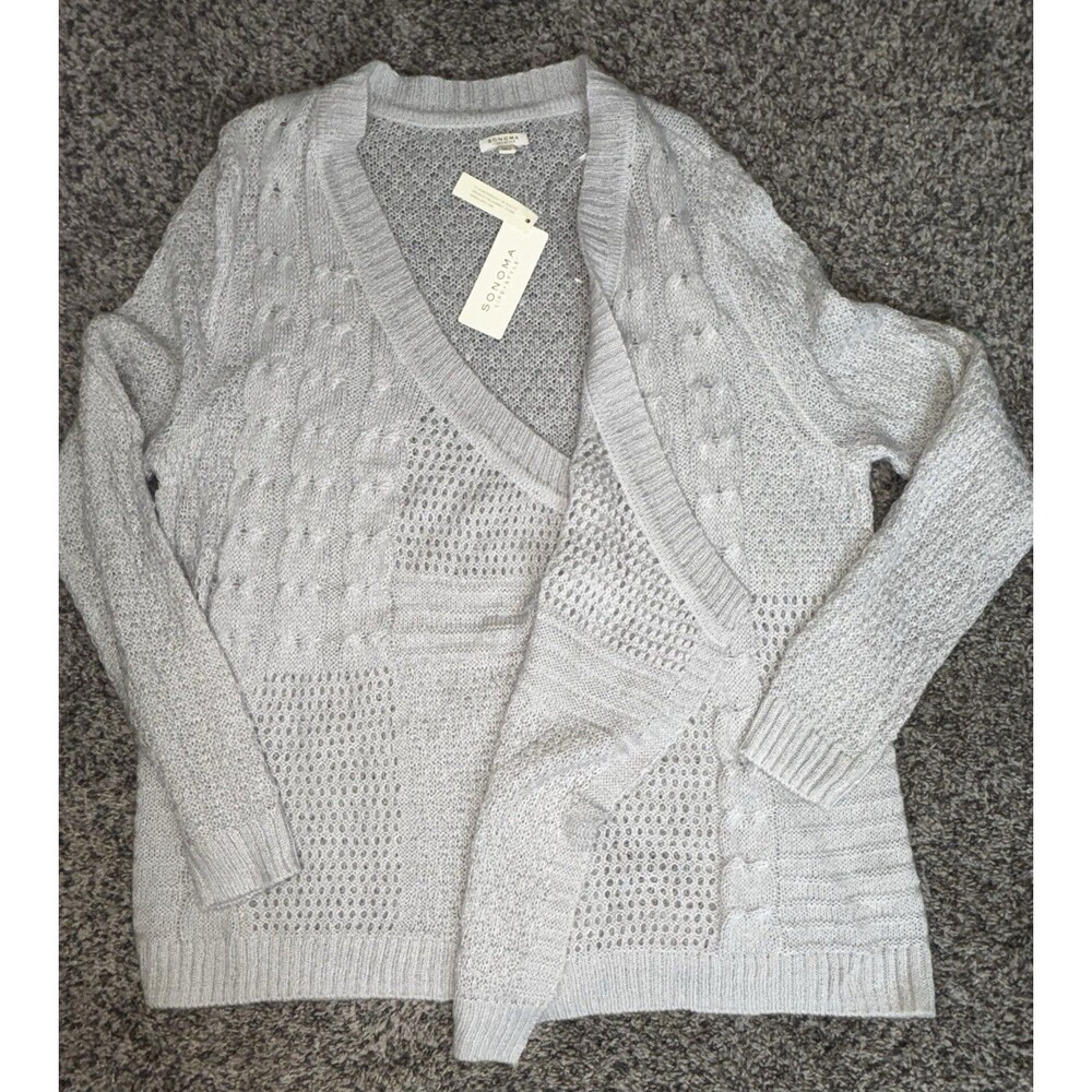 Sonoma Life + Style Women’s L Gray Textured Cable Knit Pullover Sweater NWT
